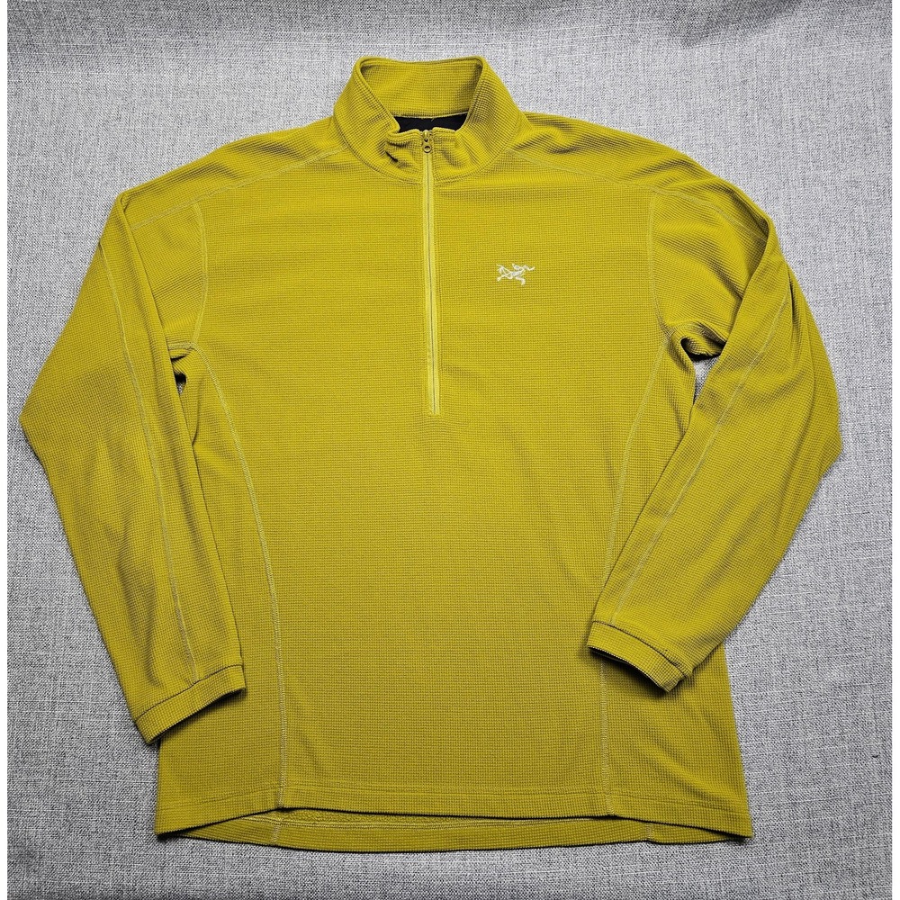 Arcteryx Delta LT Pullover Mens Large Dark Mustard 1/4 Zip Micro Grid